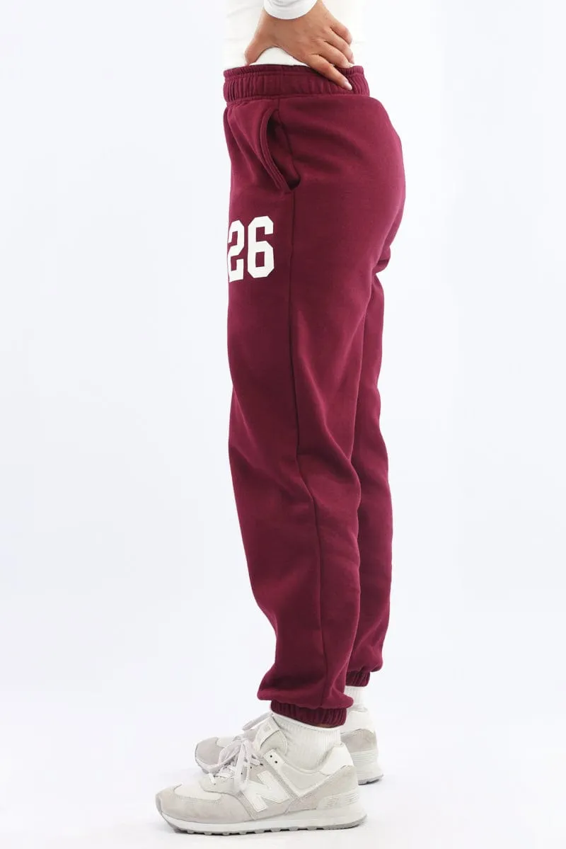 Red Track Pants Jogger