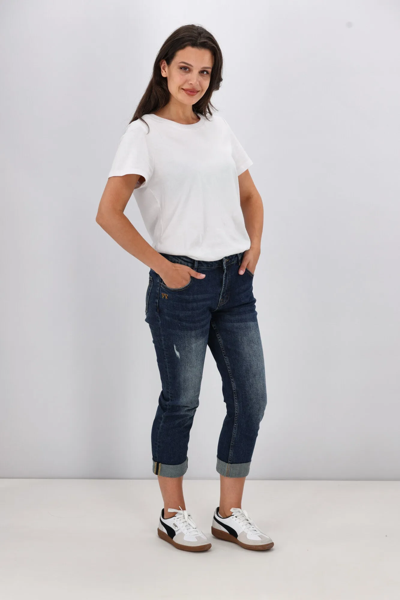 Shine On Label Marlowe Boyfriend Jean Vintage Indigo