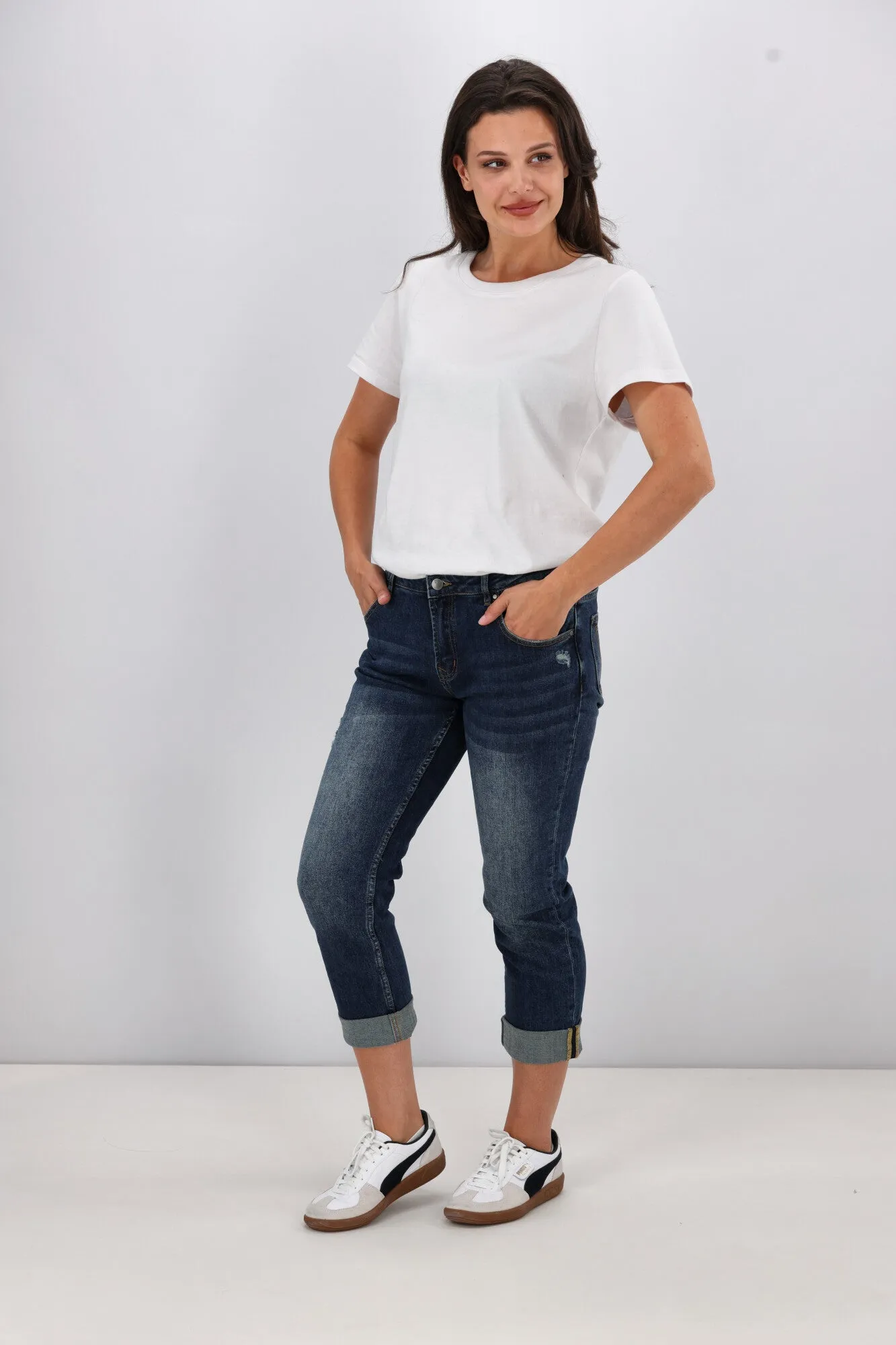 Shine On Label Marlowe Boyfriend Jean Vintage Indigo