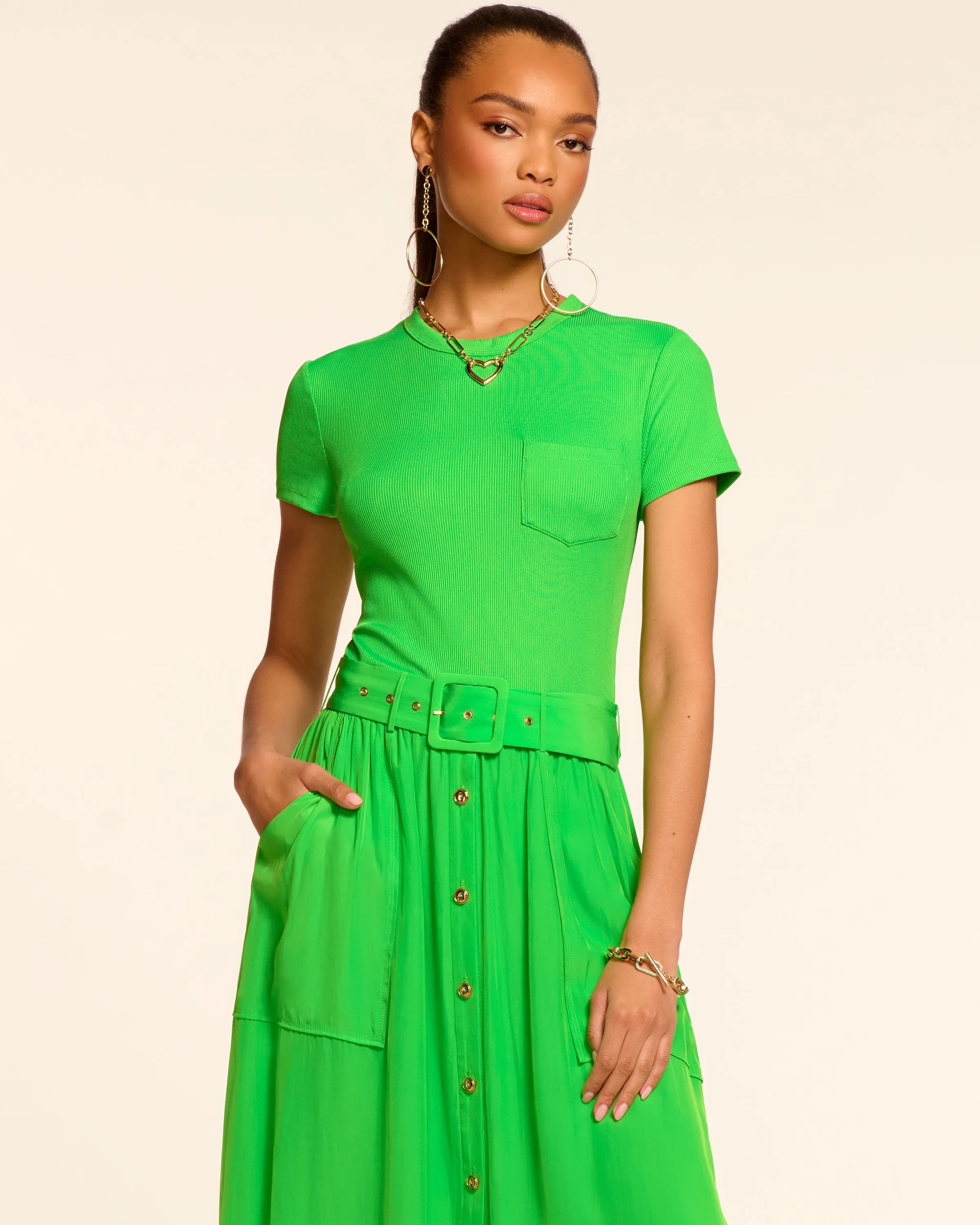 Sylvie Combo Ribbed Midi Dress