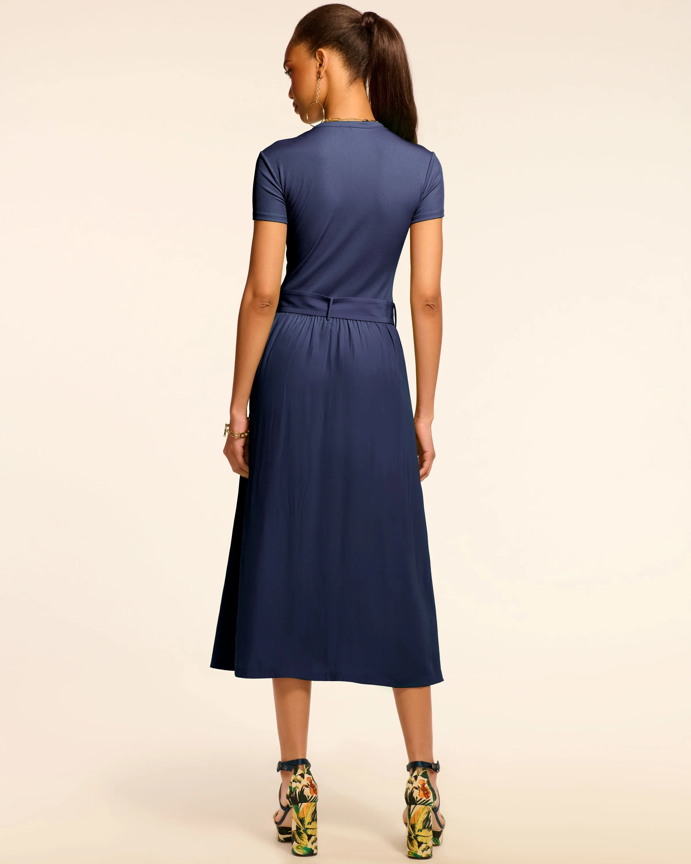 Sylvie Combo Ribbed Midi Dress