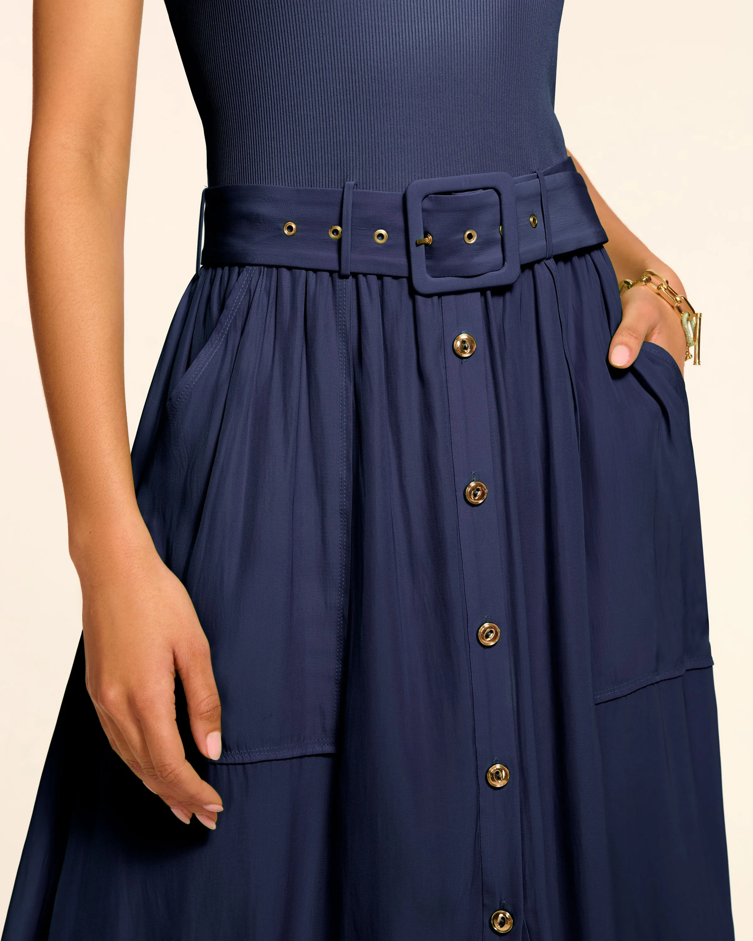 Sylvie Combo Ribbed Midi Dress