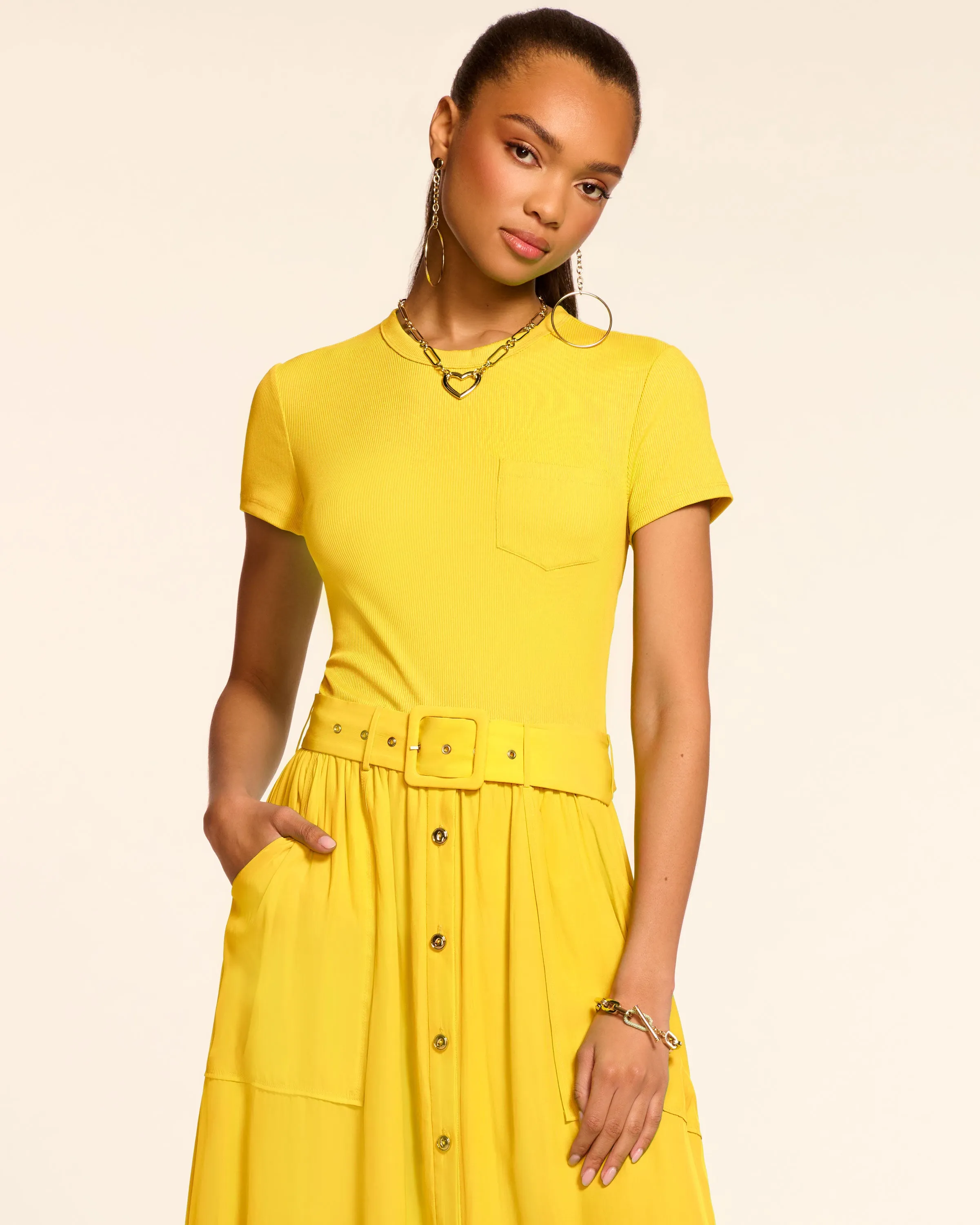 Sylvie Combo Ribbed Midi Dress