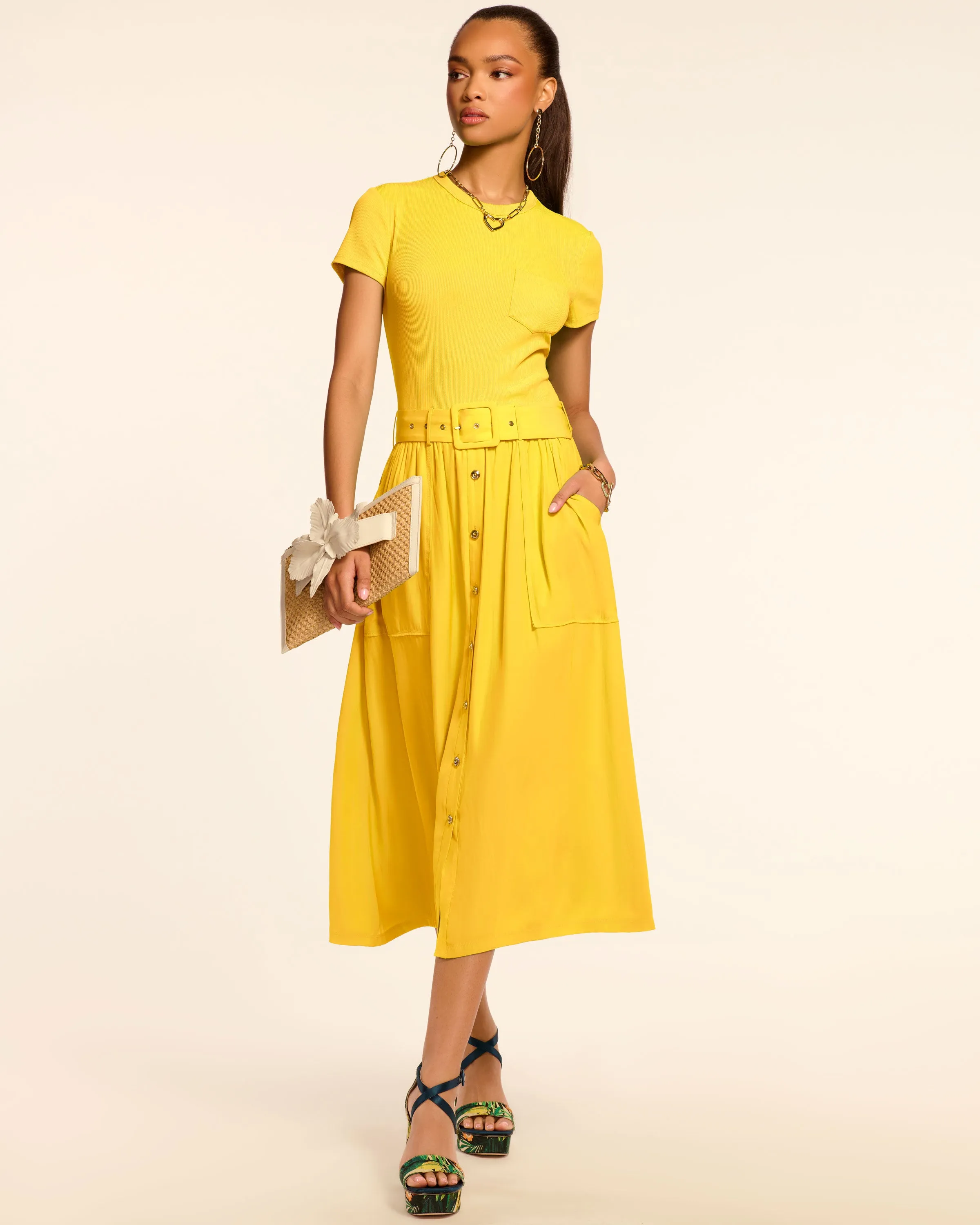 Sylvie Combo Ribbed Midi Dress