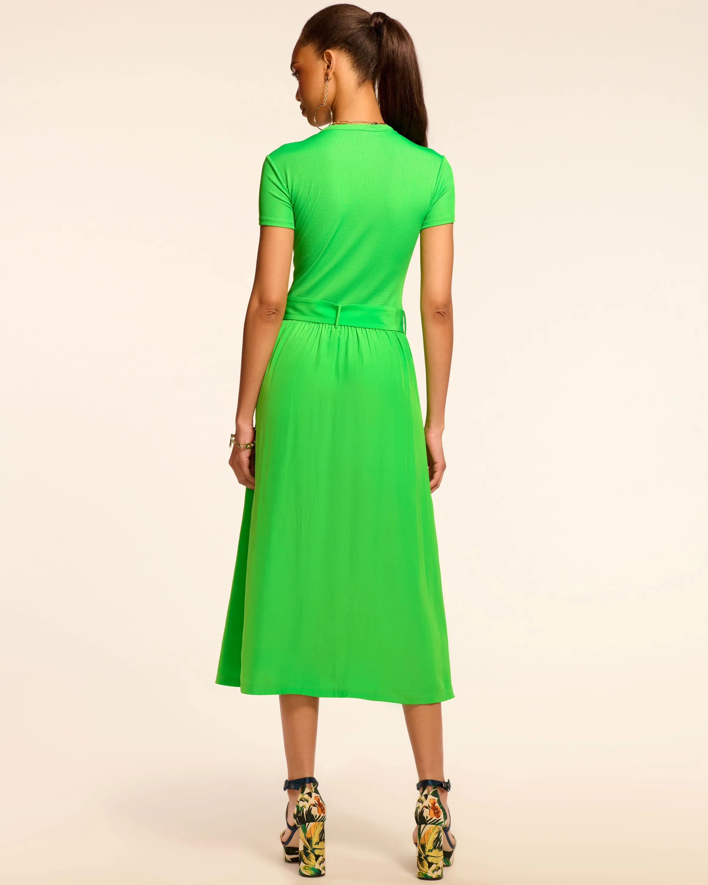 Sylvie Combo Ribbed Midi Dress