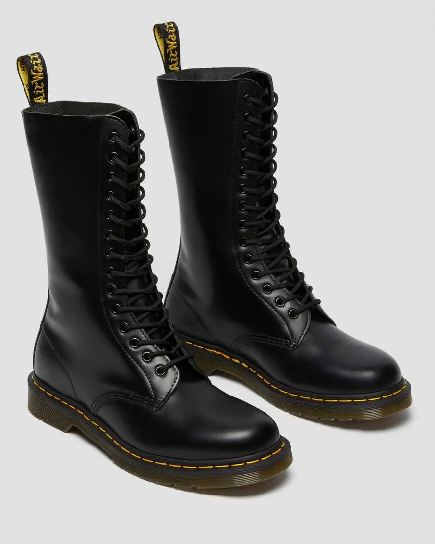 Unisex 1914 Smooth Leather Tall Boots Black