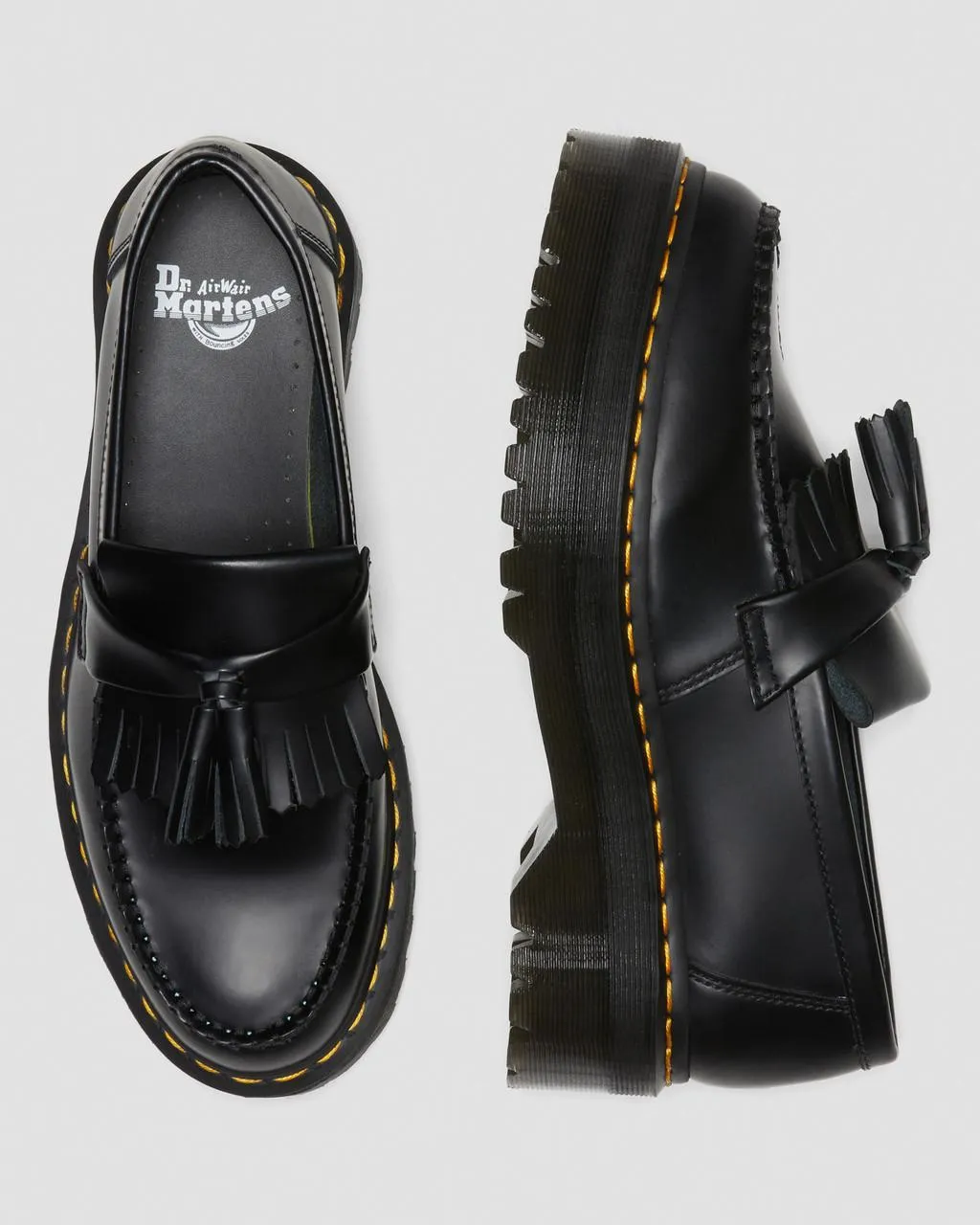 Unisex Adrian Leather Platform Tassel Loafers Black
