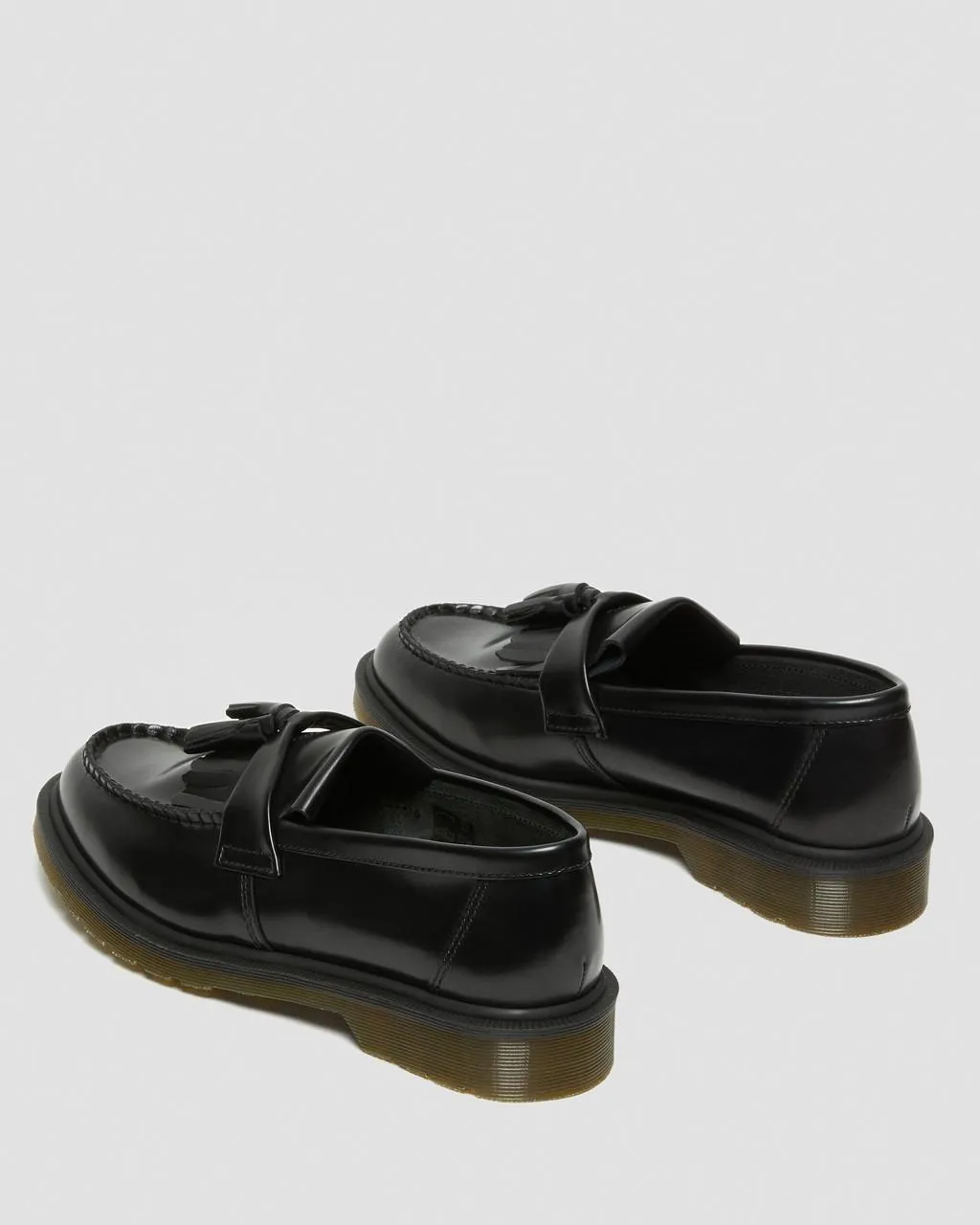 Unisex Adrian Smooth Leather Tassel Loafers Black Polished Smooth