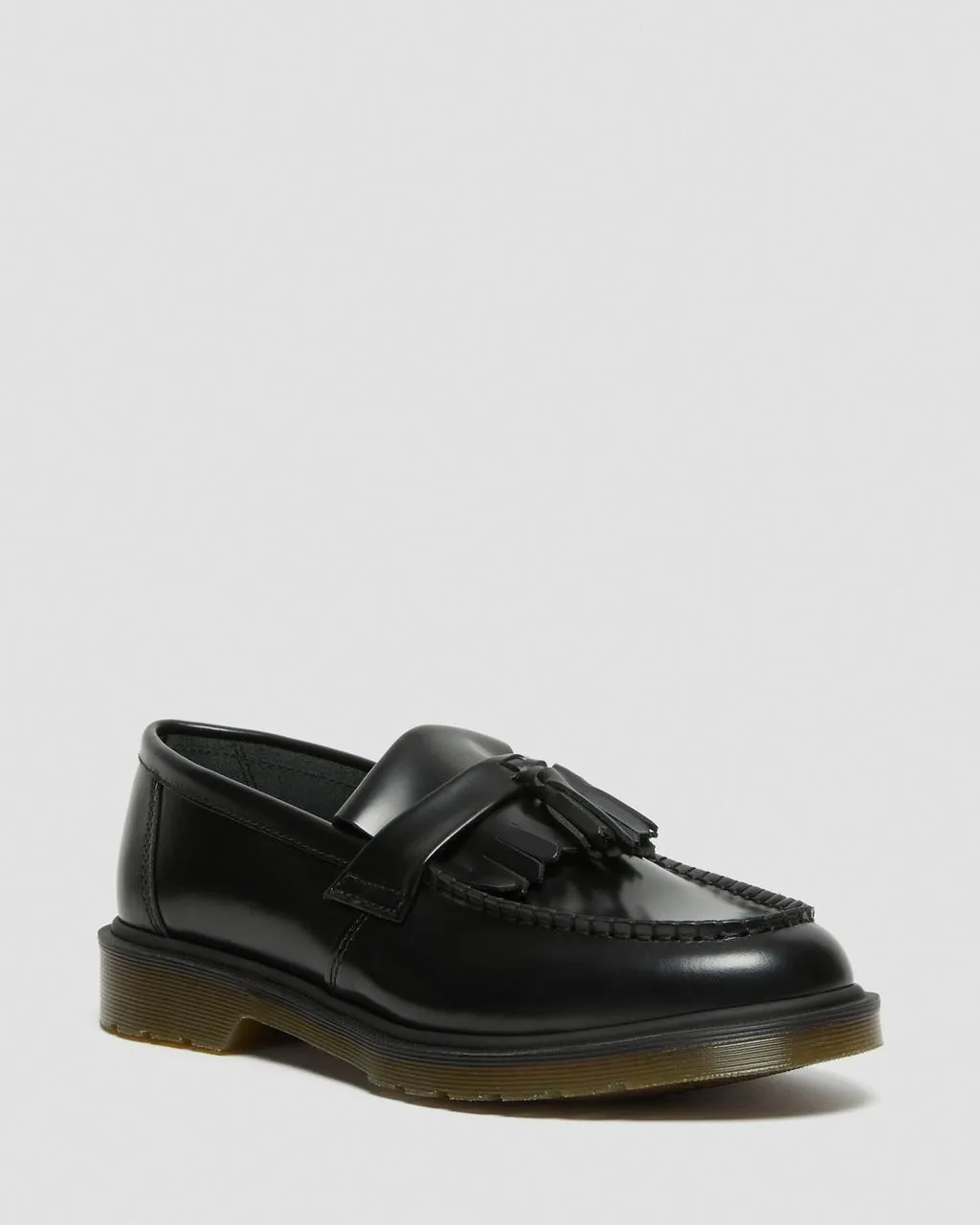 Unisex Adrian Smooth Leather Tassel Loafers Black Polished Smooth