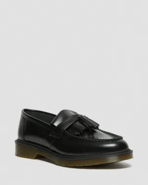 Unisex Adrian Smooth Leather Tassel Loafers Black Polished Smooth
