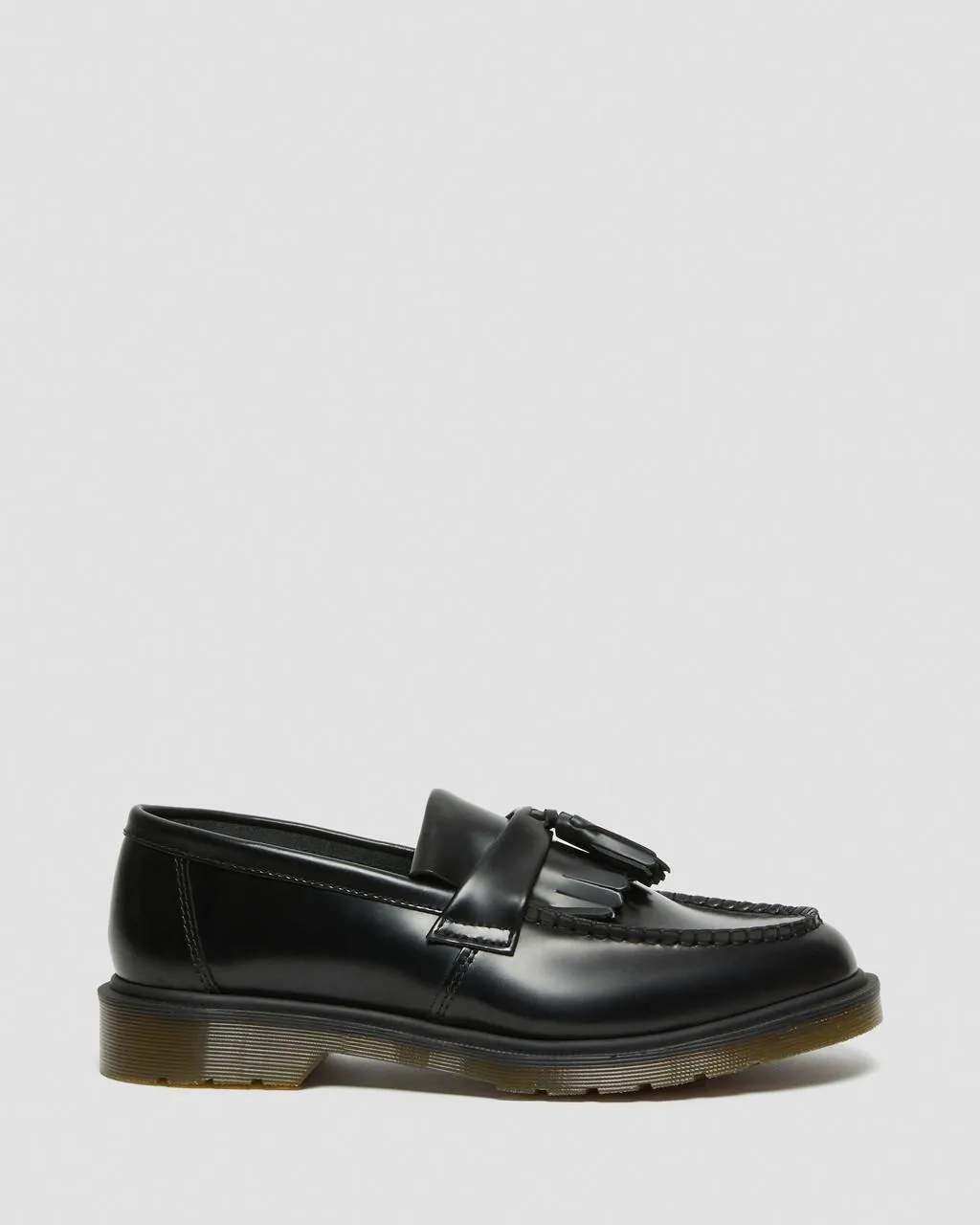 Unisex Adrian Smooth Leather Tassel Loafers Black Polished Smooth