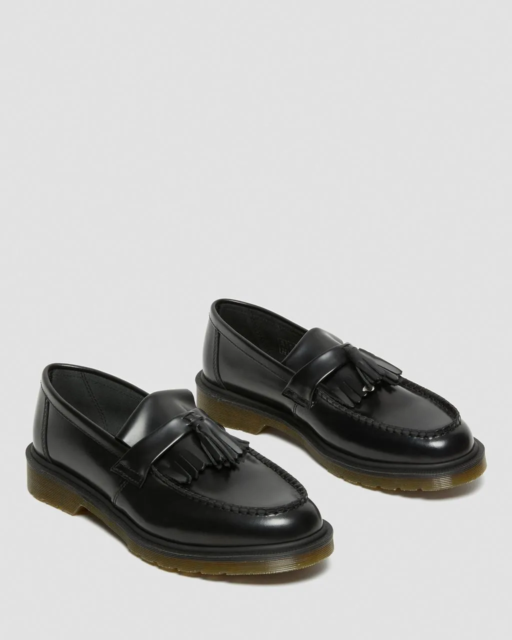 Unisex Adrian Smooth Leather Tassel Loafers Black Polished Smooth
