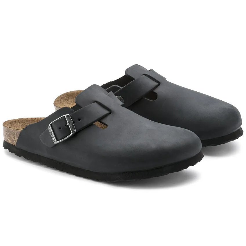 Unisex Boston Oiled Leather Black Regular/Wide