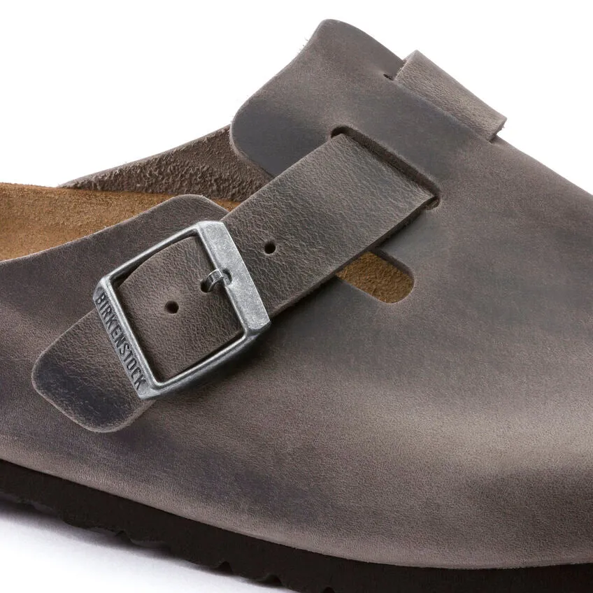 Unisex Boston Soft Footbed Oiled Leather  Iron Medium/Narrow