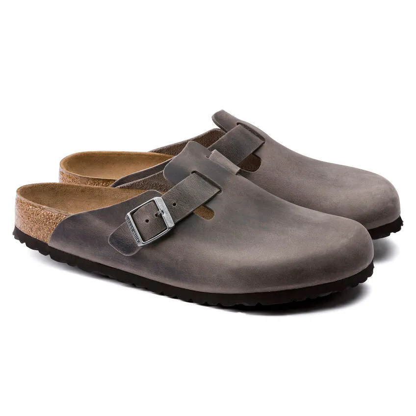 Unisex Boston Soft Footbed Oiled Leather  Iron Medium/Narrow