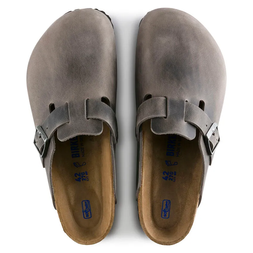 Unisex Boston Soft Footbed Oiled Leather  Iron Medium/Narrow