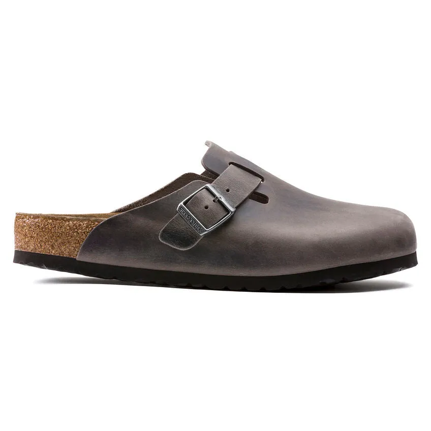 Unisex Boston Soft Footbed Oiled Leather  Iron Medium/Narrow