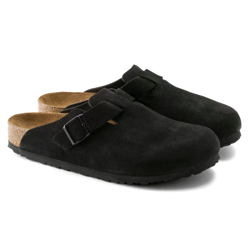 Unisex Boston Soft Footbed Suede Leather Black Medium/Narrow