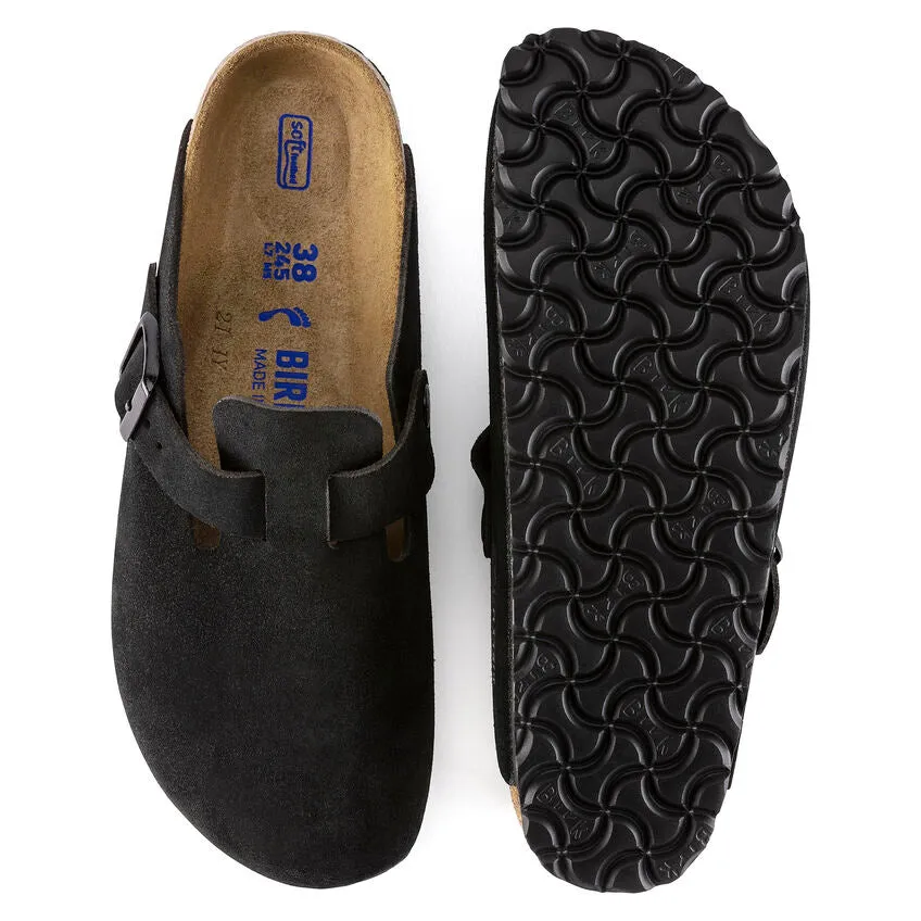 Unisex Boston Soft Footbed Suede Leather Black Medium/Narrow