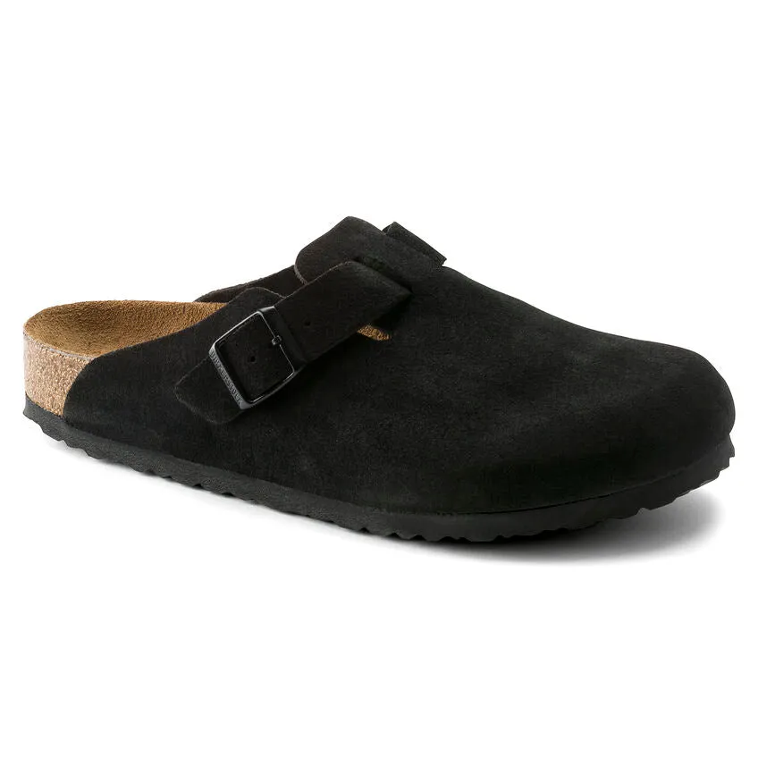 Unisex Boston Soft Footbed Suede Leather Black Medium/Narrow