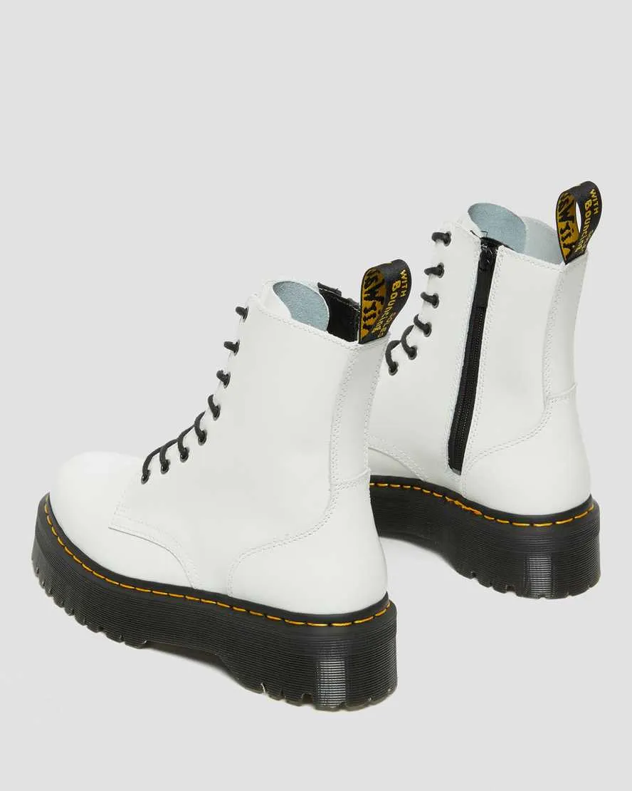 Unisex Jadon Boot Smooth Leather Platforms White
