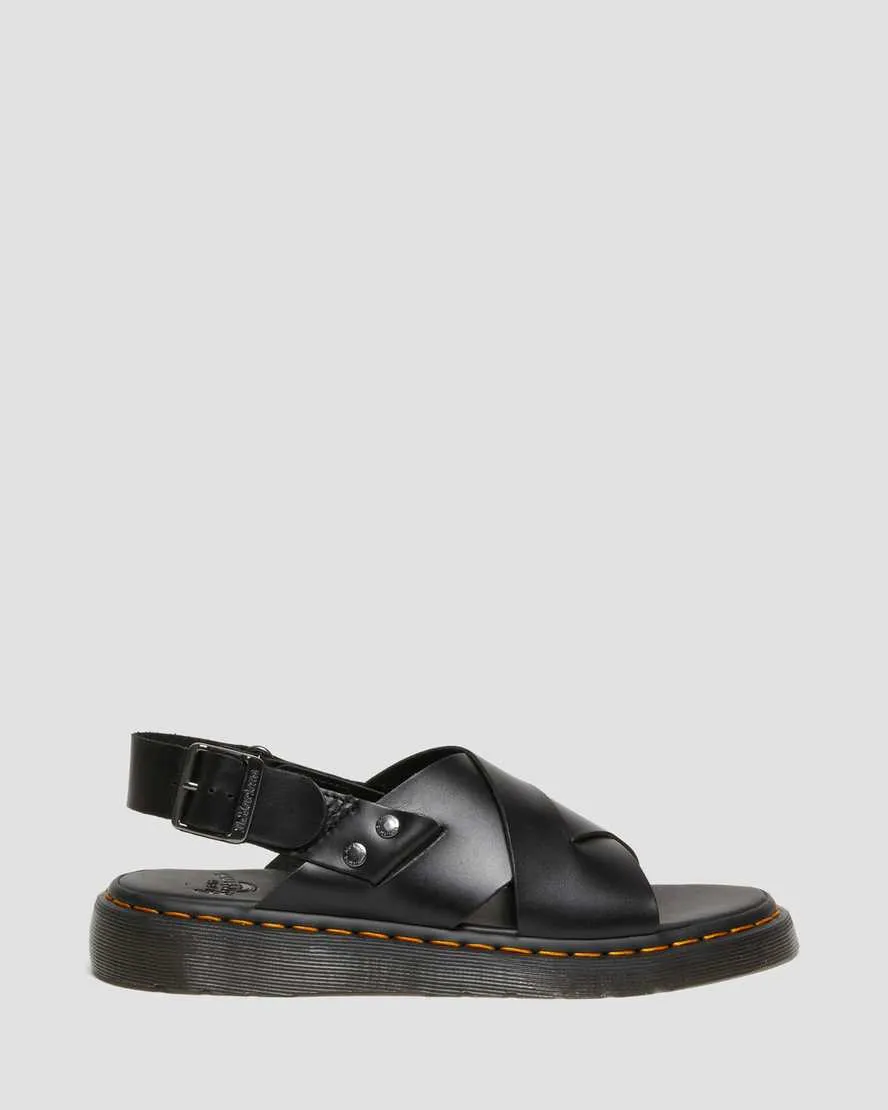 Unisex Zane Brando Leather Slingback Sandals Black Brando