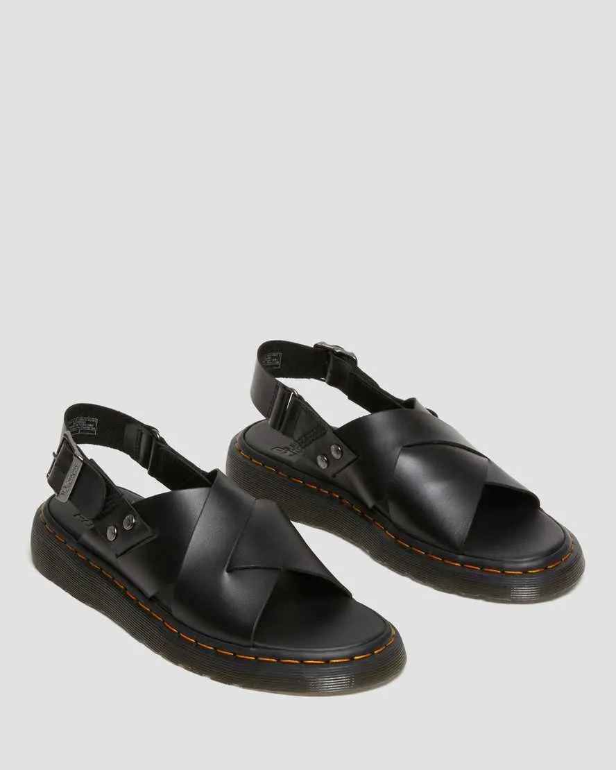 Unisex Zane Brando Leather Slingback Sandals Black Brando
