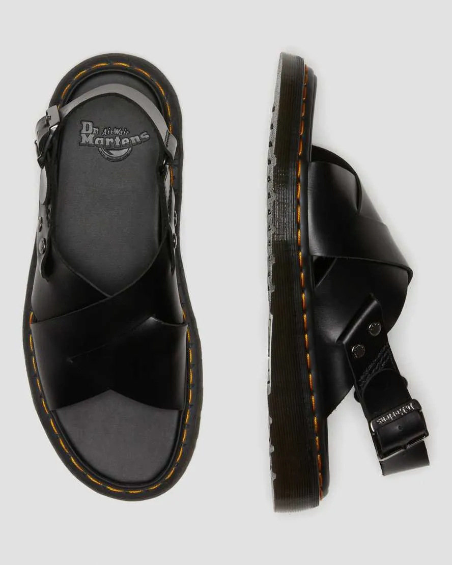Unisex Zane Brando Leather Slingback Sandals Black Brando
