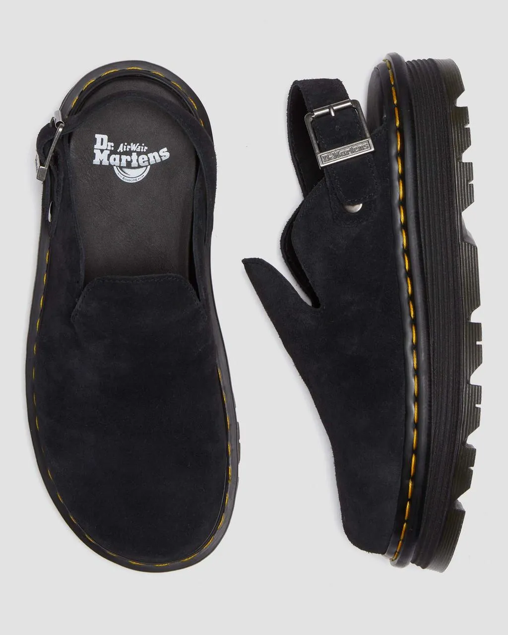 Unisex Zebzag Suede Casual Slingback Platform Mules Black E.H Suede