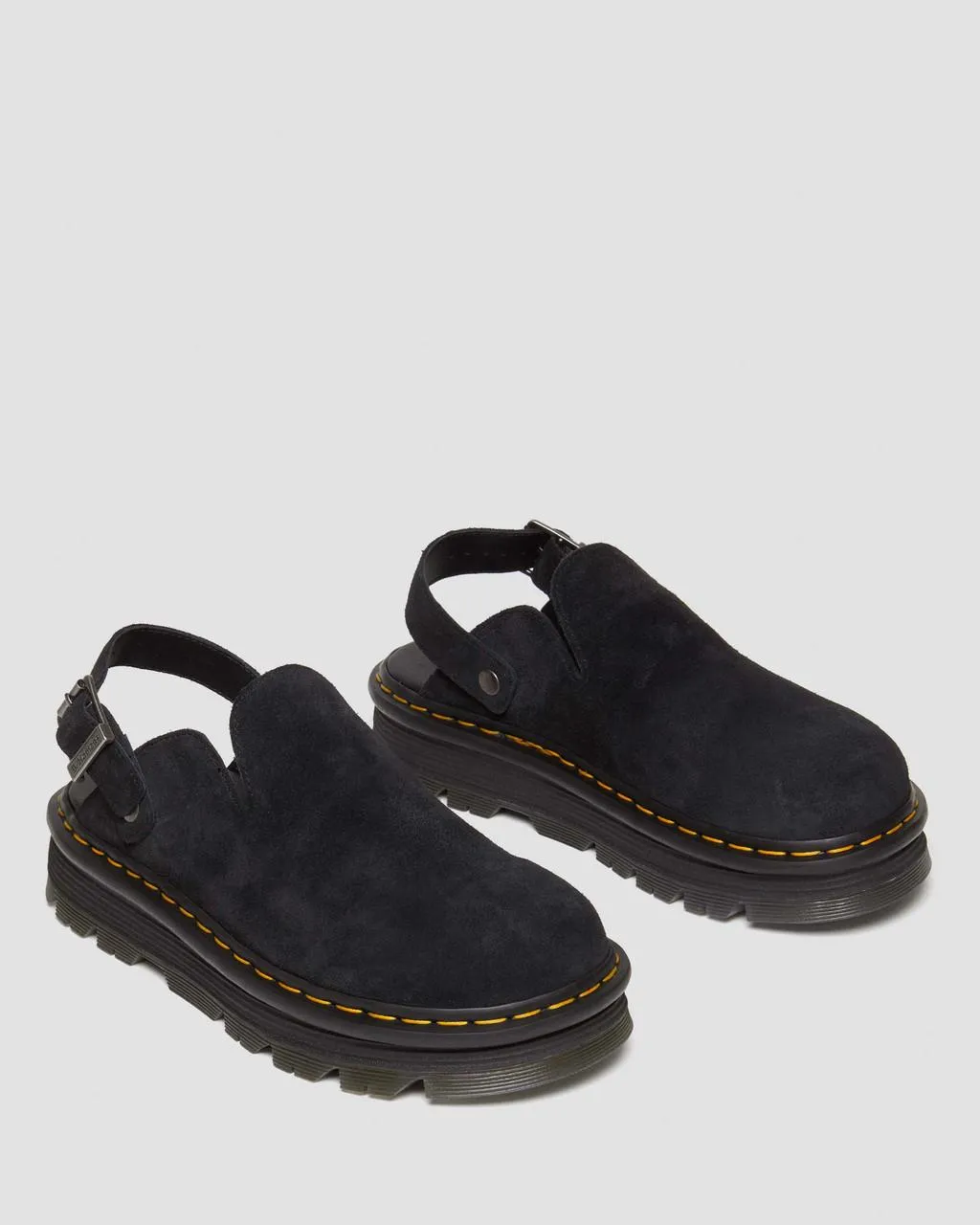 Unisex Zebzag Suede Casual Slingback Platform Mules Black E.H Suede