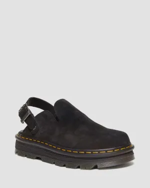 Unisex Zebzag Suede Casual Slingback Platform Mules Black E.H Suede