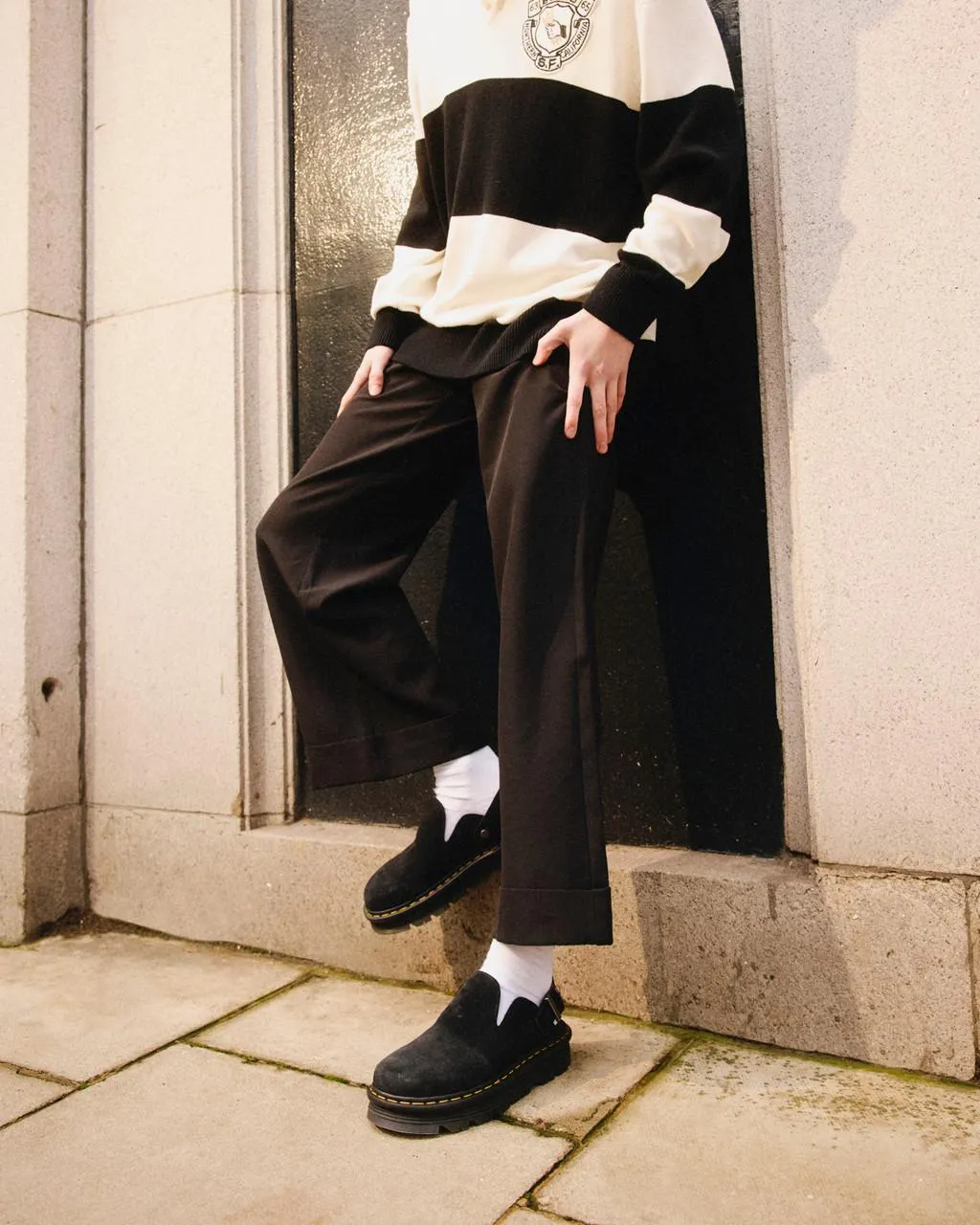 Unisex Zebzag Suede Casual Slingback Platform Mules Black E.H Suede
