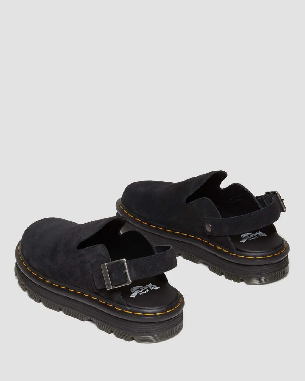 Unisex Zebzag Suede Casual Slingback Platform Mules Black E.H Suede