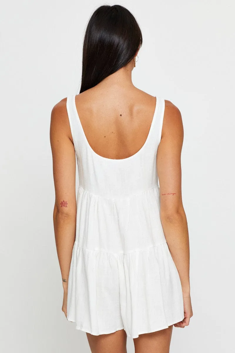 White Playsuit Short Sleeve