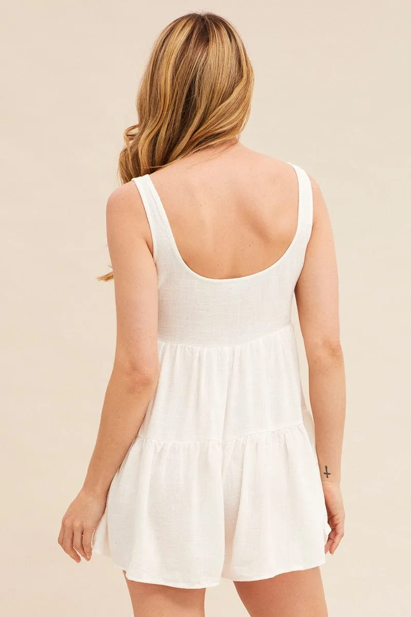 White Playsuit Short Sleeve
