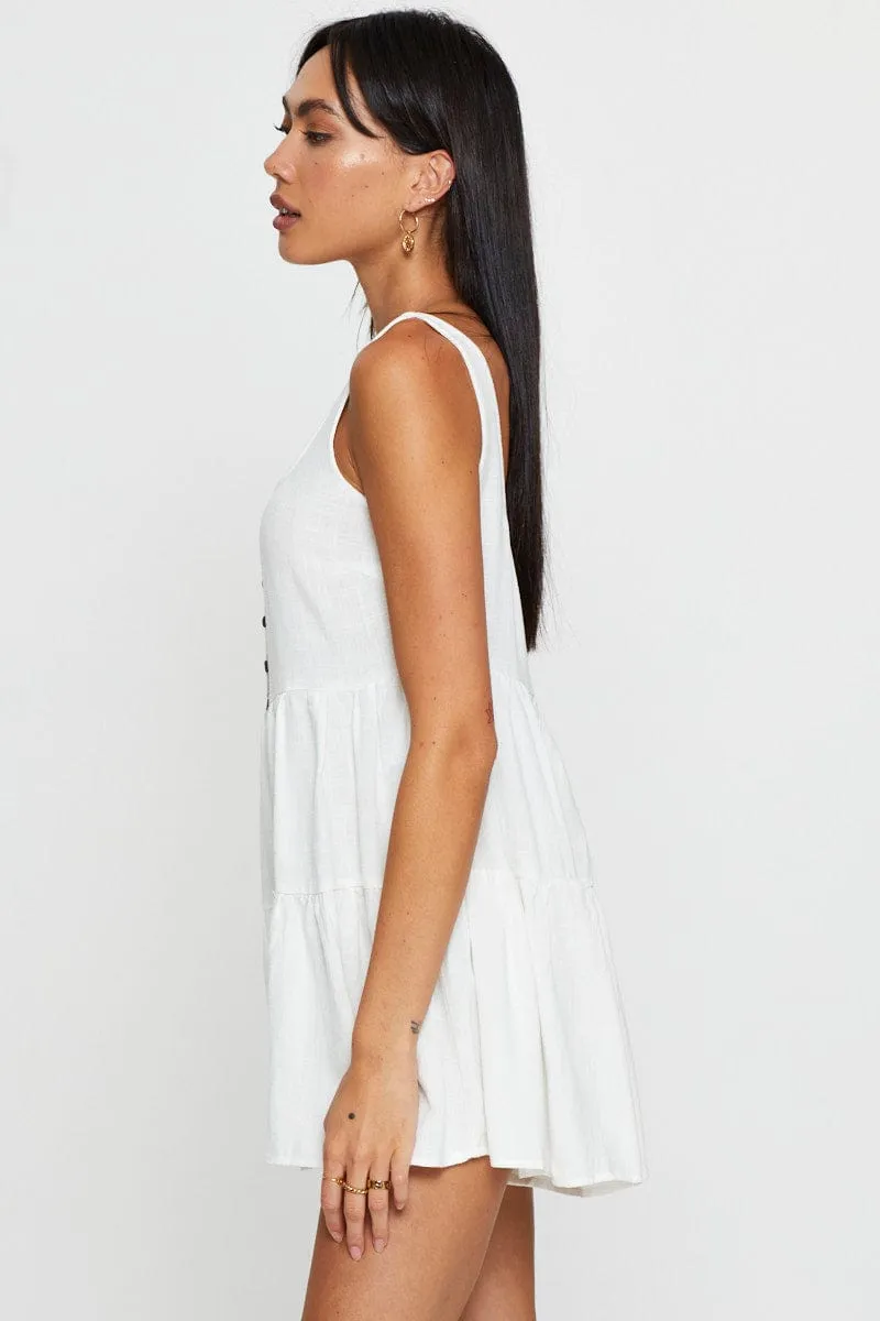 White Playsuit Short Sleeve