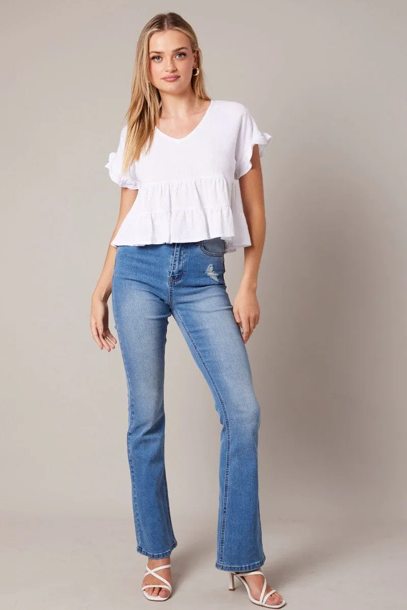 White Tiered Top Short Sleeve