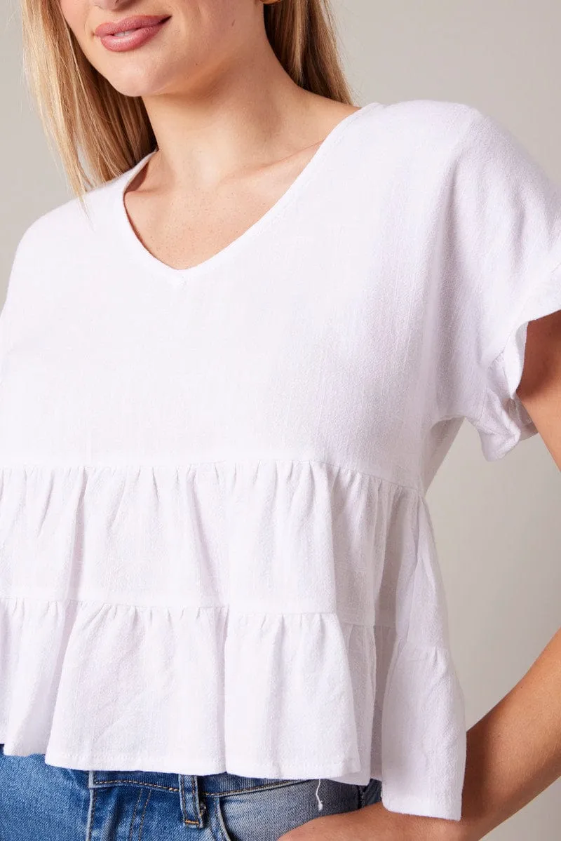 White Tiered Top Short Sleeve