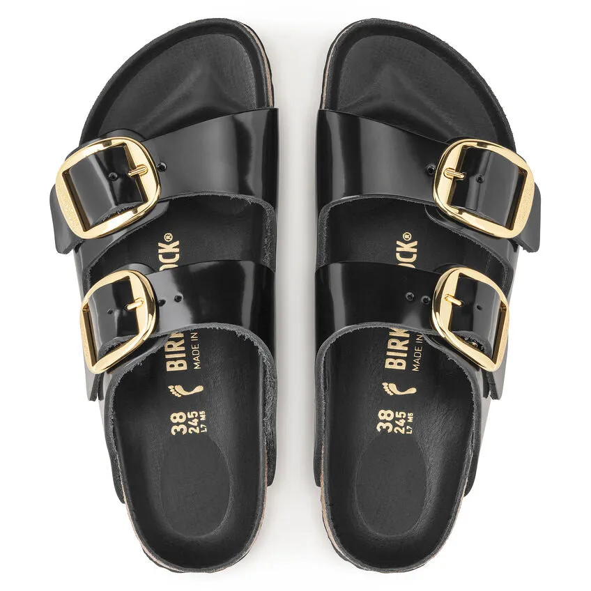 Women's Arizona Big Buckle Natural Leather Patent High Shine Black Medium/Narrow