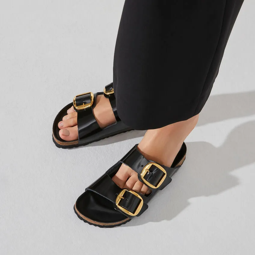 Women's Arizona Big Buckle Natural Leather Patent High Shine Black Medium/Narrow