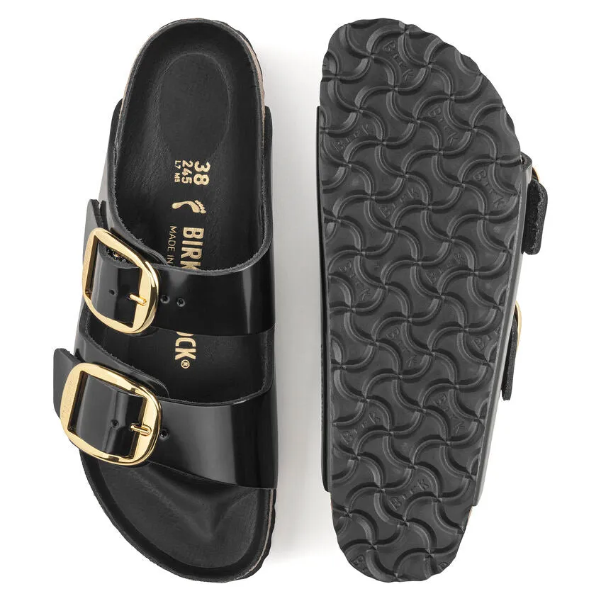 Women's Arizona Big Buckle Natural Leather Patent High Shine Black Medium/Narrow