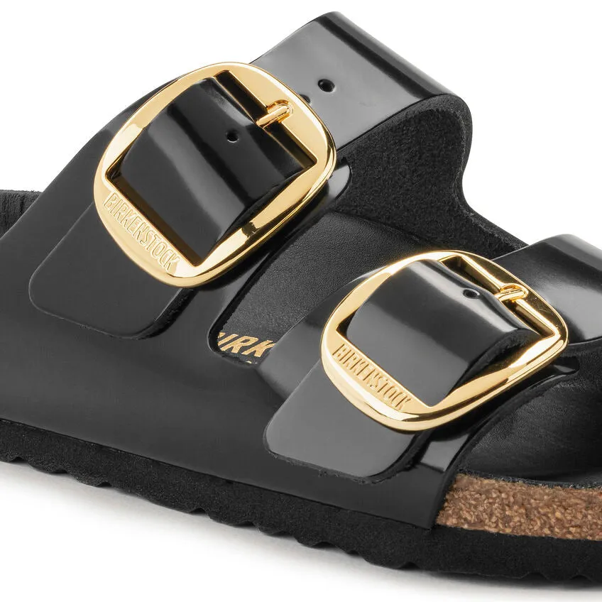 Women's Arizona Big Buckle Natural Leather Patent High Shine Black Medium/Narrow