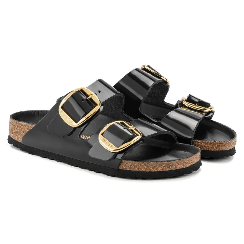 Women's Arizona Big Buckle Natural Leather Patent High Shine Black Medium/Narrow