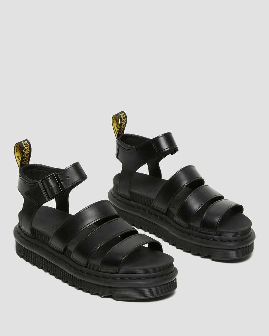 Women's Blaire Brando Leather Strap Sandals Black