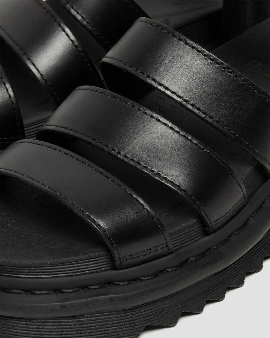 Women's Blaire Brando Leather Strap Sandals Black