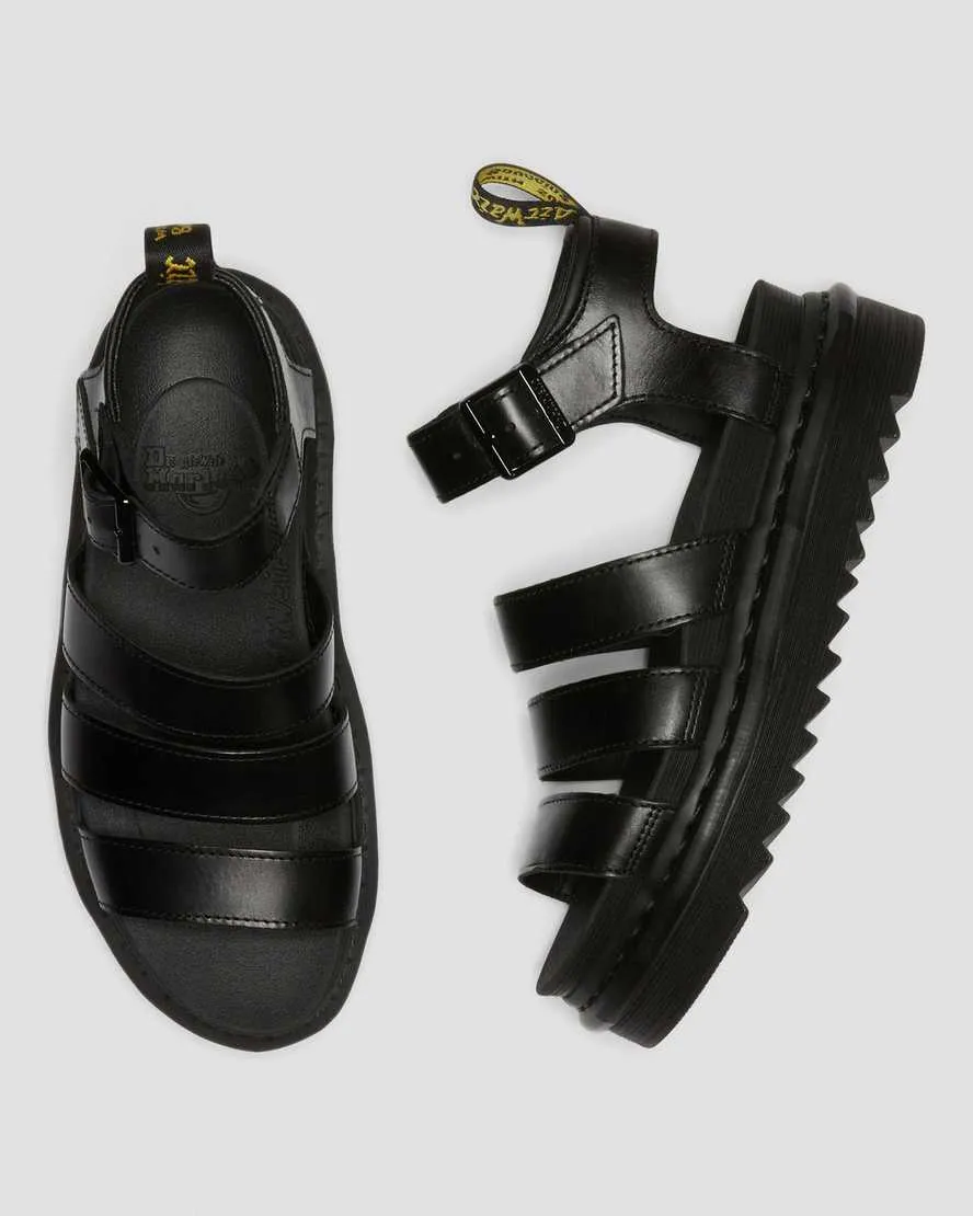 Women's Blaire Brando Leather Strap Sandals Black