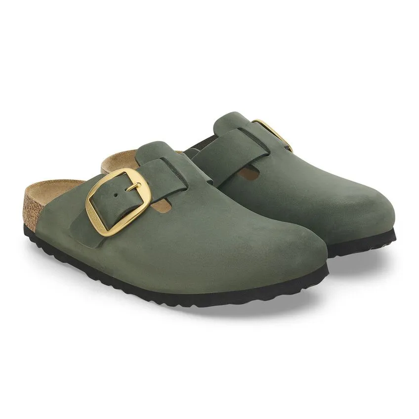 Women's Boston Big Buckle Nubuck Leather Thyme Medium/Narrow