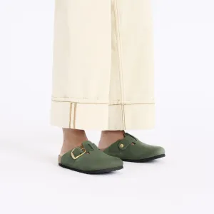 Women's Boston Big Buckle Nubuck Leather Thyme Medium/Narrow