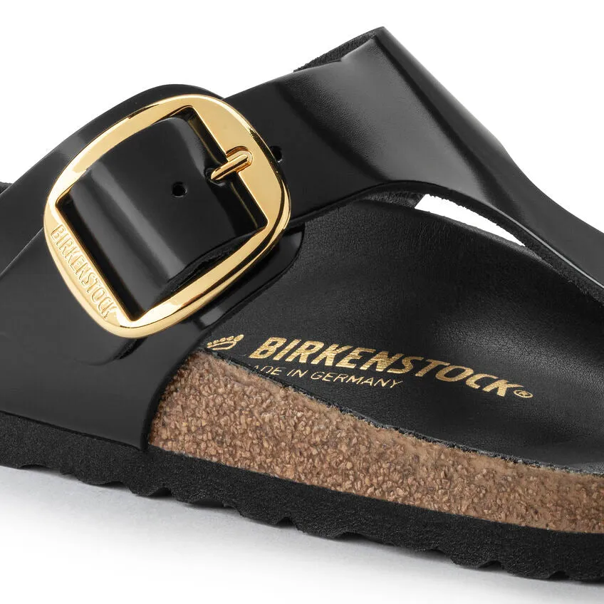 Women's Gizeh Big Buckle Natural Leather Patent High Shine Black Regular/Wide
