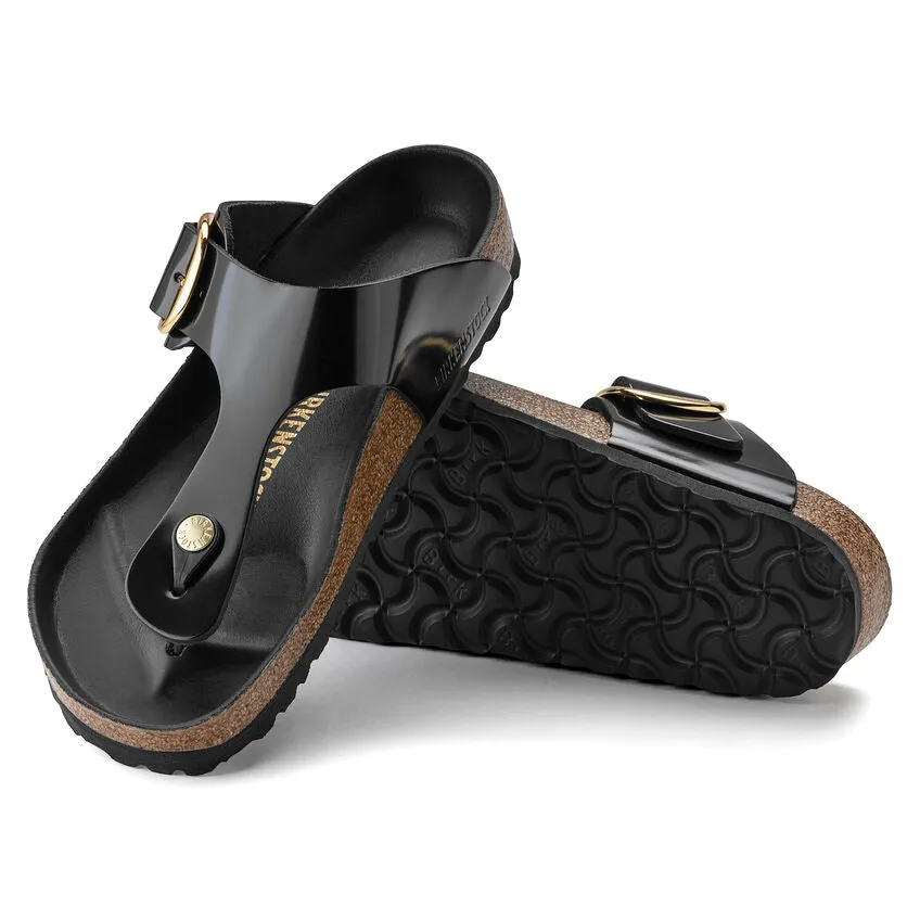 Women's Gizeh Big Buckle Natural Leather Patent High Shine Black Regular/Wide